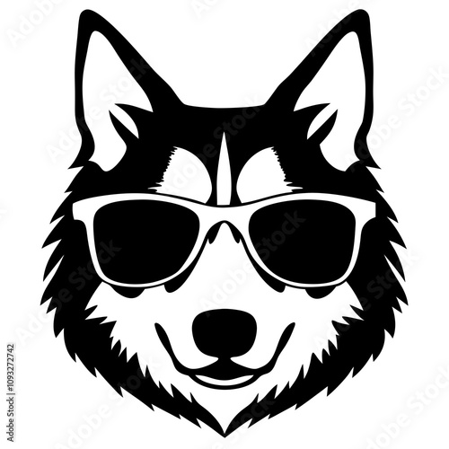 Siberian husky dog vector silhouette on a white background