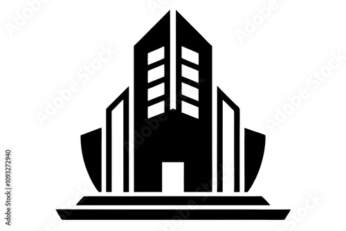 Law Firm Building Silhouette - Corporate-Style Building with Legal Emblem Vector Design