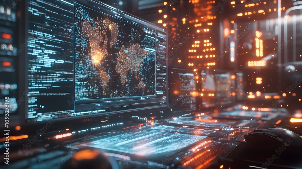 A remote team refining 3D glowing digital workflows and 2D real-time communication tools. 4k resolution, Cinematic Scene