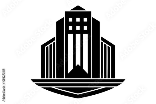 Law Firm Building Silhouette - Corporate-Style Building with Legal Emblem Vector Design