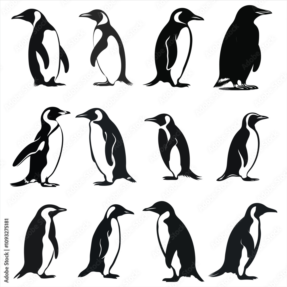 Obraz premium Penguin Silhouette Bundle Set 