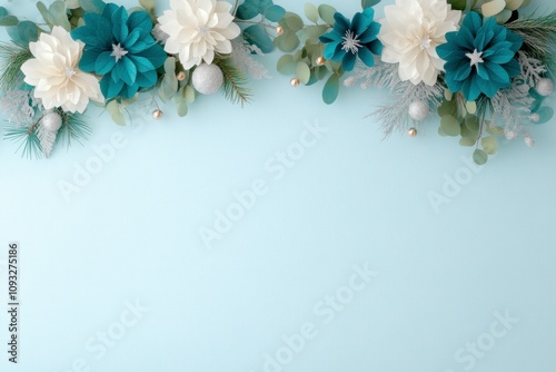 Festive floral arrangement minimalist background decorative home decor close-up view holiday celebrations