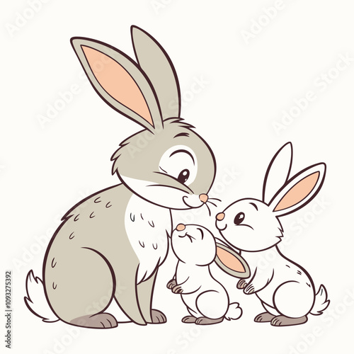 Print cute rabbit family vector