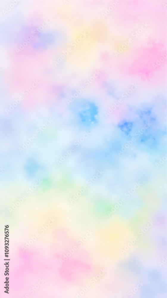 Pastel rainbow watercolor gradient with soft cloud-like patterns