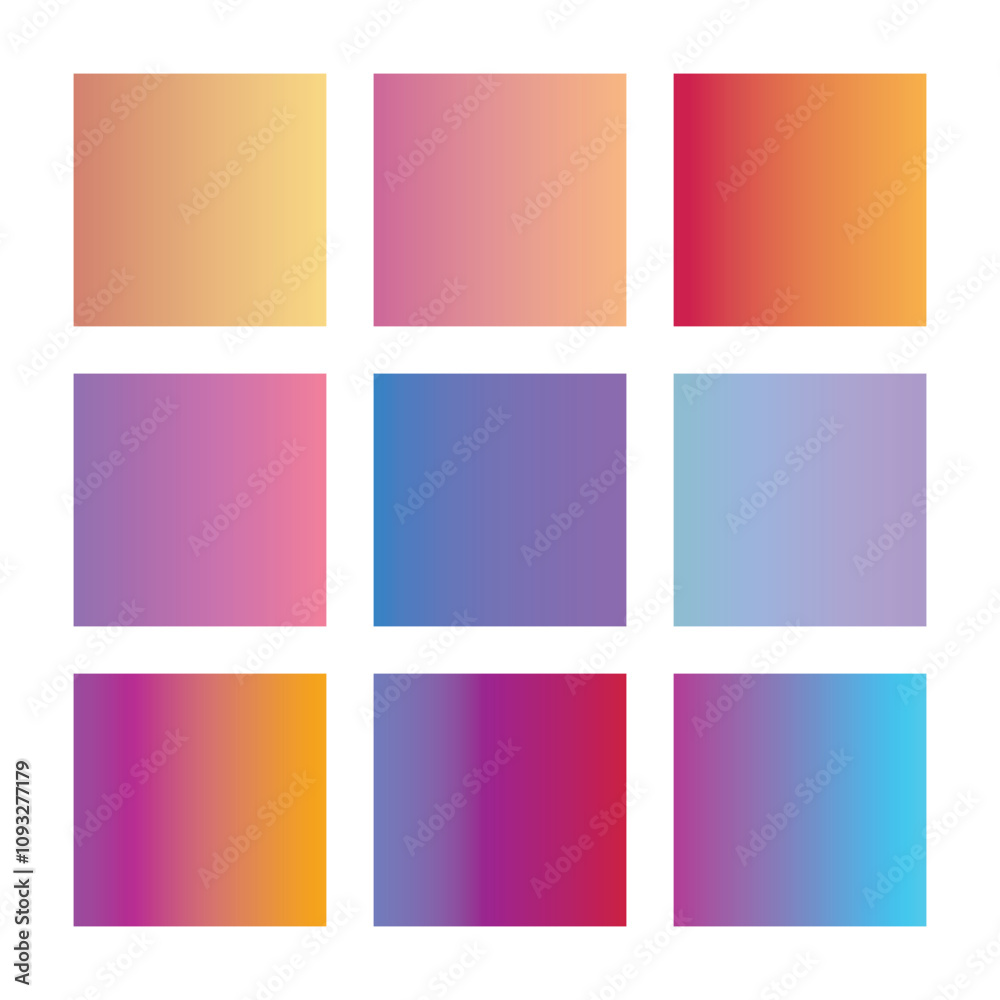 Gradient collection, shiny rainbow hologram. Holographic foil texture, blue, yellow, pink gradation. Catalog of samples palettes in RGB HEX. Vector set for frame, border, other design. Gradient collection, shiny rainbow hologram. Holographic foil texture, blue, yellow, pink gradation. Catalog of samples palettes in RGB HEX. Vector set for frame, border, other design.