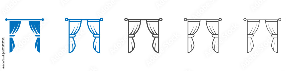 Curtains icon vector set collection for web