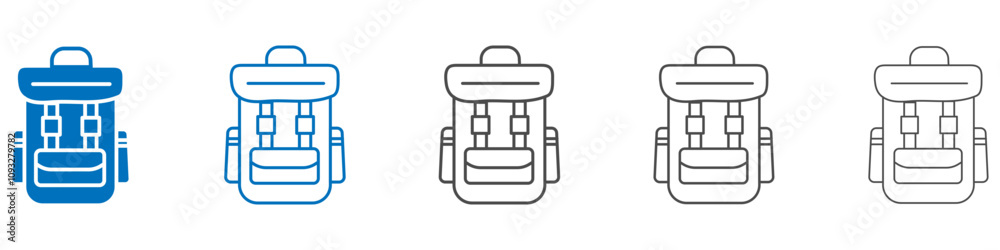 Hiking backpack icon vector set collection for web