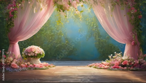 Maternity backdrop, wedding backdrop, photography background featuring floral designs
