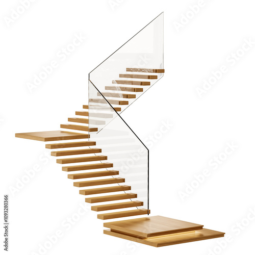 A staircase made of wood and glass