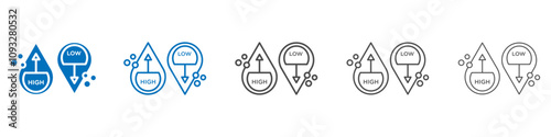 Low and high cholesterol icon vector set collection for web
