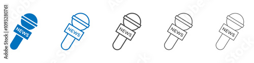 News microphone icon vector set collection for web