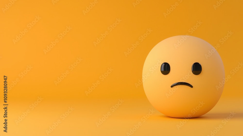 A sad emoji sits on a vibrant yellow background, conveying emotions of disappointment or melancholy in a minimalist design. A sad emoji sits on a vibrant yellow background, conveying emotions of disappointment or melancholy in a minimalist design.