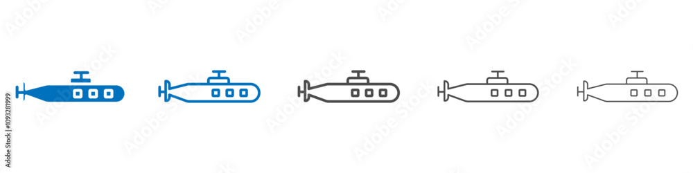 Submarine icon vector set collection for web Submarine icon vector set collection for web