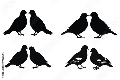 Pigeon Silhouette Bundle Set, Double Pigeon Silhouette