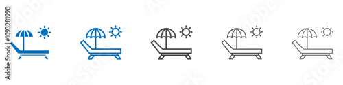 Sun bed icon vector set collection for web