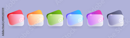 Glass morphism wallet icon set in various color. Vector payment element illustration