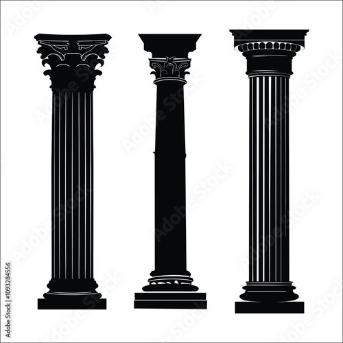 Pillar Silhouette Bundle Set, Roman Pillar Silhouette Bundle, Column Silhouette Wall
