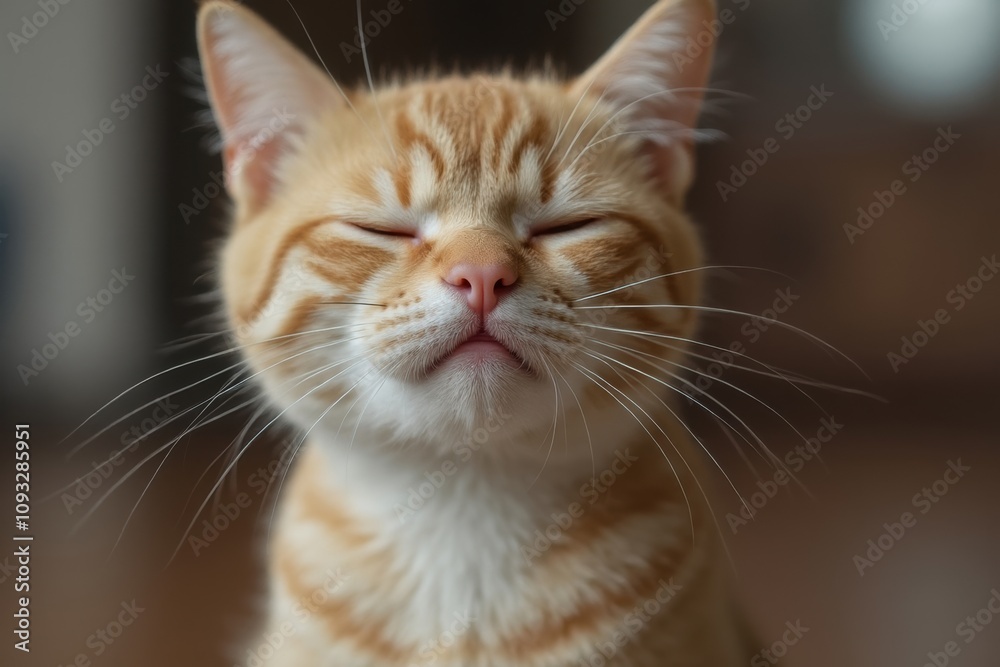 Close-up of a content ginger cat with eyes closed Close-up of a content ginger cat with eyes closed