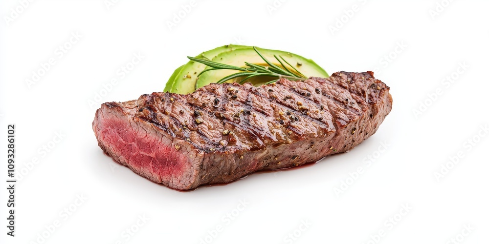 Grilled steak with fresh cucumber slices and garnish, ideal for culinary presentations. Grilled steak with fresh cucumber slices and garnish, ideal for culinary presentations.