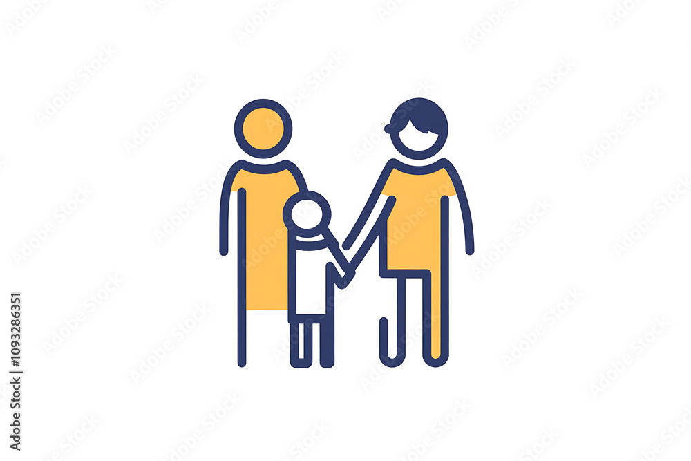 Icon of a family holding hands, symbolizing unity, care, and emotional connection.