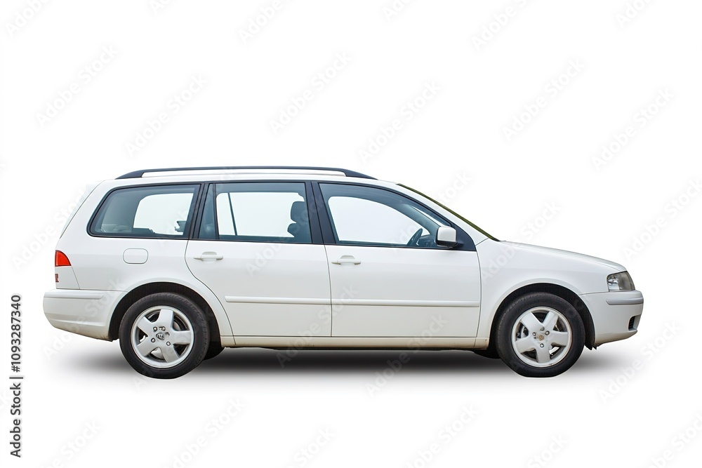 White station wagon isolated on white background White station wagon isolated on white background