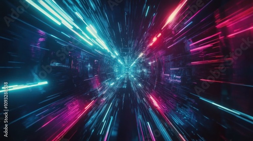 Hyperspace Tunnel: A Neon Dreamscape