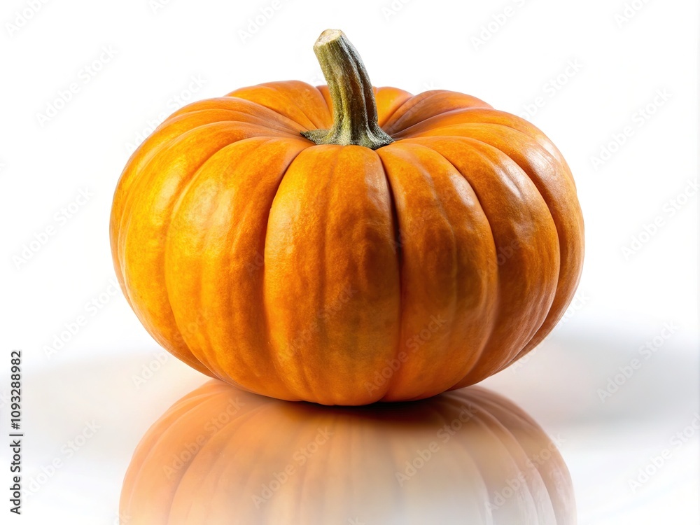Pumpkin Isolated White Background Soft Shadow Reflection AI Photo Pumpkin Isolated White Background Soft Shadow Reflection AI Photo