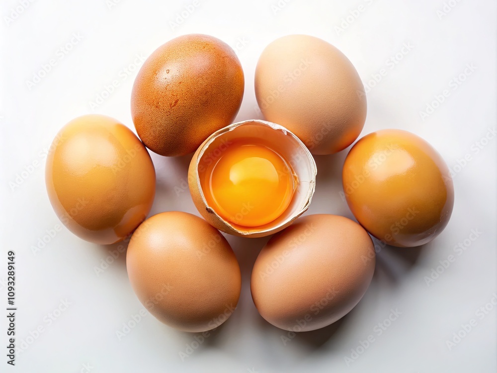 Raw Chicken Eggs, Split Yolk, Fashion Photography