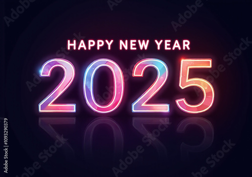 colorful banner template displays happy new year dark background