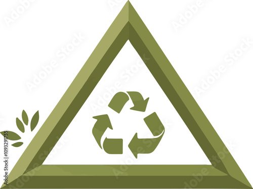 Green Triangular Recycling Symbol With Leaves for Eco-Friendly Design.