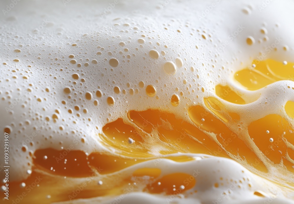 Close-Up View of Frothy Barley Drink with Bubbles and Golden Hue Capturing the Essence of Refreshment and Flavor in a Delicate Foam Texture Close-Up View of Frothy Barley Drink with Bubbles and Golden Hue Capturing the Essence of Refreshment and Flavor in a Delicate Foam Texture