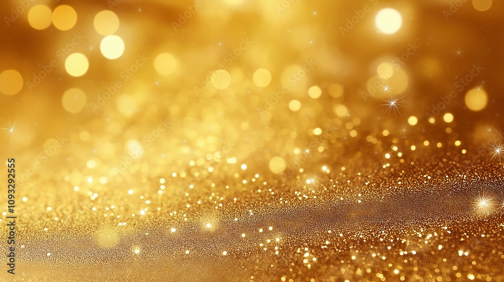 Abstract golden background with bokeh effect and shining defocused glitters. Festive gold texture for Christmas, New Year, birthday, celebration, greeting, victory, success, magic party. Abstract golden background with bokeh effect and shining defocused glitters. Festive gold texture for Christmas, New Year, birthday, celebration, greeting, victory, success, magic party.