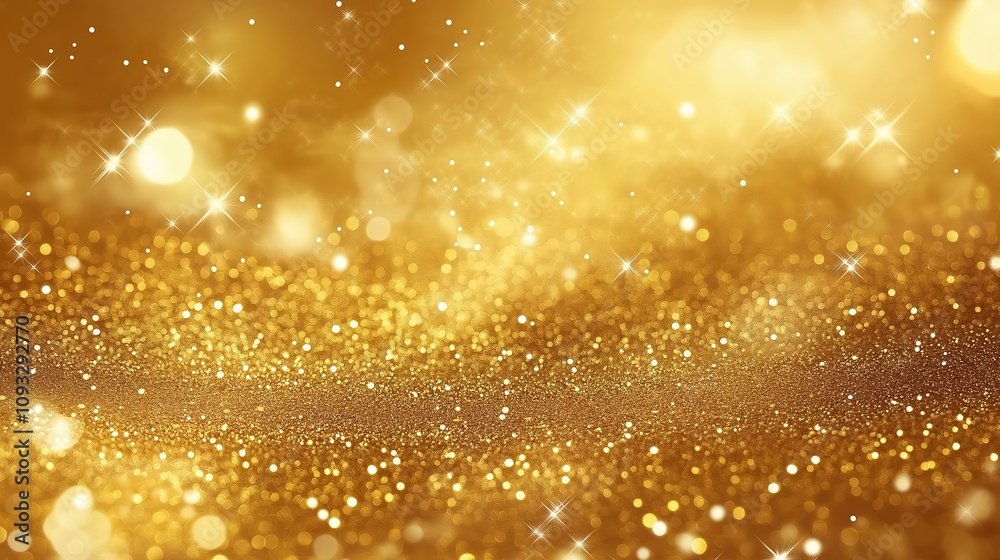 Abstract golden background with bokeh effect and shining defocused glitters. Festive gold texture for Christmas, New Year, birthday, celebration, greeting, victory, success, magic party. Abstract golden background with bokeh effect and shining defocused glitters. Festive gold texture for Christmas, New Year, birthday, celebration, greeting, victory, success, magic party.