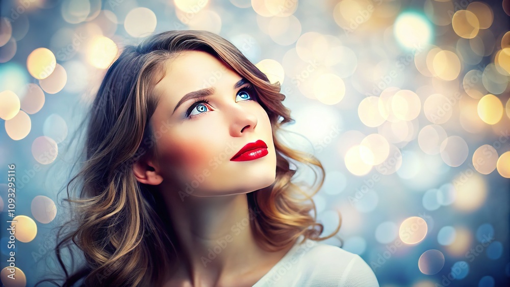 Thoughtful Young Woman, Bokeh Background, AI Photo Thoughtful Young Woman, Bokeh Background, AI Photo