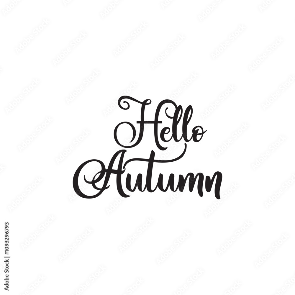 Hello Autumn text Hand Lettering . Ink brush pen vector calligraphy. Hand lettering seasonal phrase. Fall season. vector illustration. EPS 10/AI Hello Autumn text Hand Lettering . Ink brush pen vector calligraphy. Hand lettering seasonal phrase. Fall season. vector illustration. EPS 10/AI