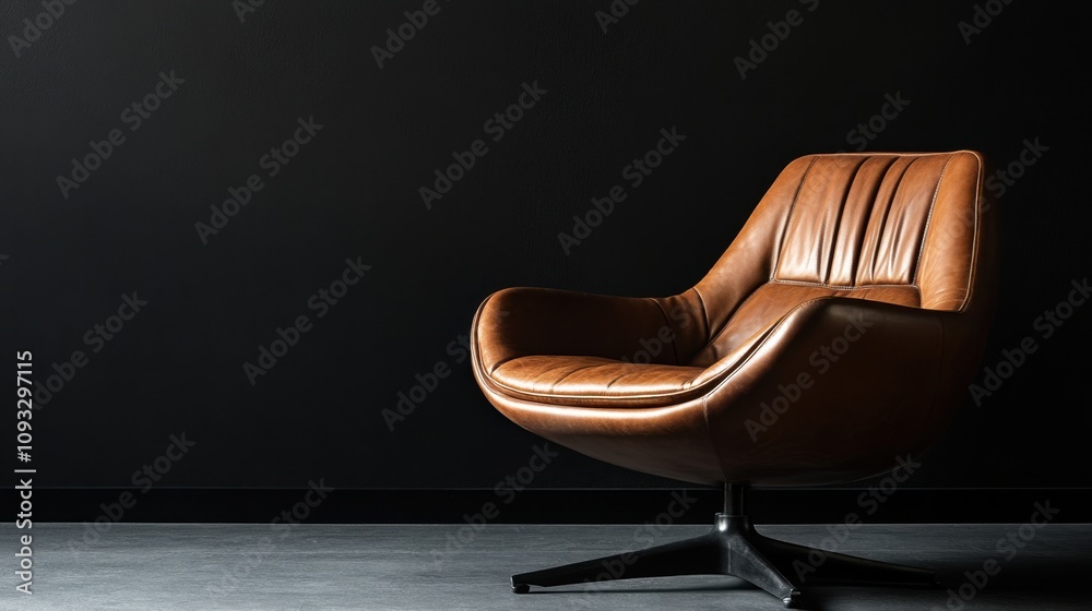 Elegant Leather Armchair in Modern Interior Setting Against Dark Wall for Stylish Home Decor and Interior Design Inspiration Elegant Leather Armchair in Modern Interior Setting Against Dark Wall for Stylish Home Decor and Interior Design Inspiration