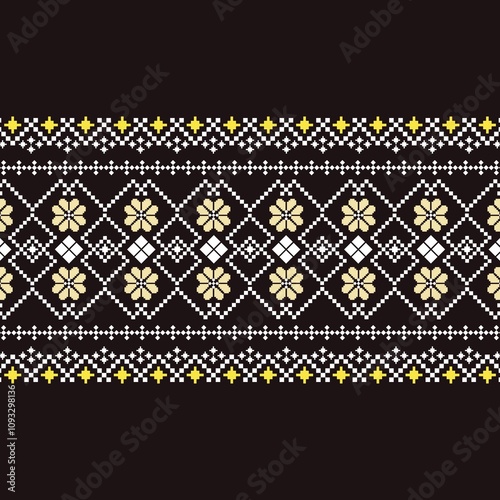 Ethnic Figure aztec pixel style. Geometric ikat oriental traditional art pattern.Design for ethnic background,wallpaper,fashion,clothing,wrapping,fabric,element,sarong,graphic,vector illustration