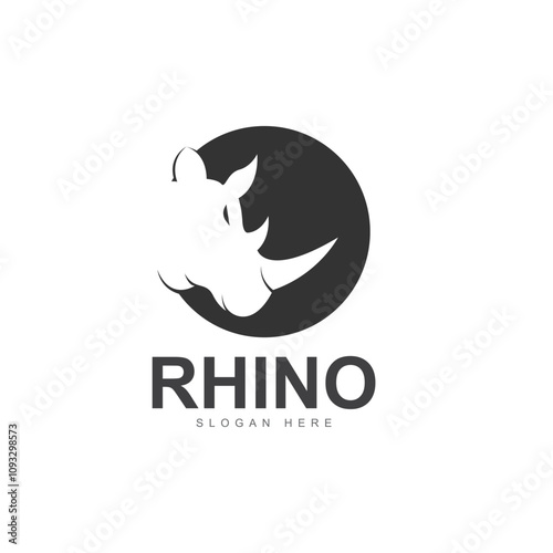 rhino head silhouette logo icon vector illustration template photo