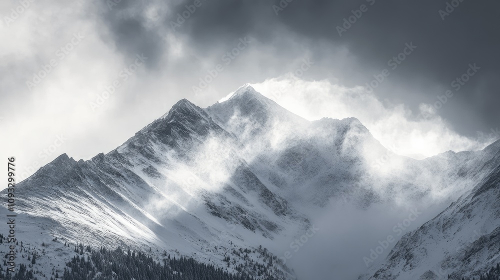Majestic Snow-Capped Mountains Under Dramatic Cloudy Sky Captured in Stunning Detail in Winter Season for Scenic Nature Photography Majestic Snow-Capped Mountains Under Dramatic Cloudy Sky Captured in Stunning Detail in Winter Season for Scenic Nature Photography