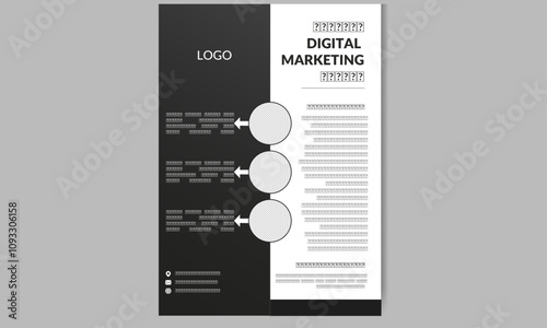 Corporate black and white flyer with geometric shapes. Clean and Modern flyer design.