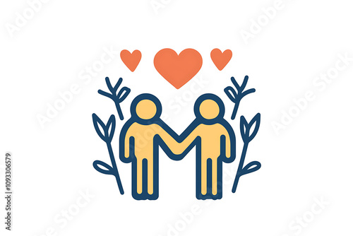  Icon of a family holding hands, symbolizing unity, care, and emotional connection. 