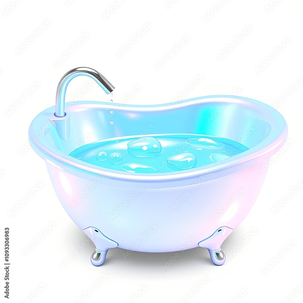 Icon of Detox Bath, Joyful Holographic Style, Color-Shifting, High-Resolution 3D Illustration, White Background, Copy Space Icon of Detox Bath, Joyful Holographic Style, Color-Shifting, High-Resolution 3D Illustration, White Background, Copy Space