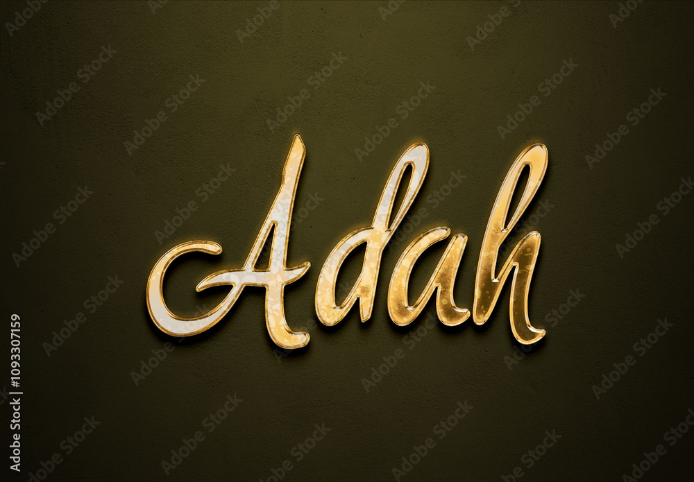 Old gold text effect of name Adah with 3D glossy style Mockup.
Old gold text effect of name Adah with 3D glossy style Mockup.