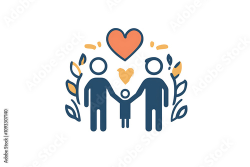  Icon of a family holding hands, symbolizing unity, care, and emotional connection.