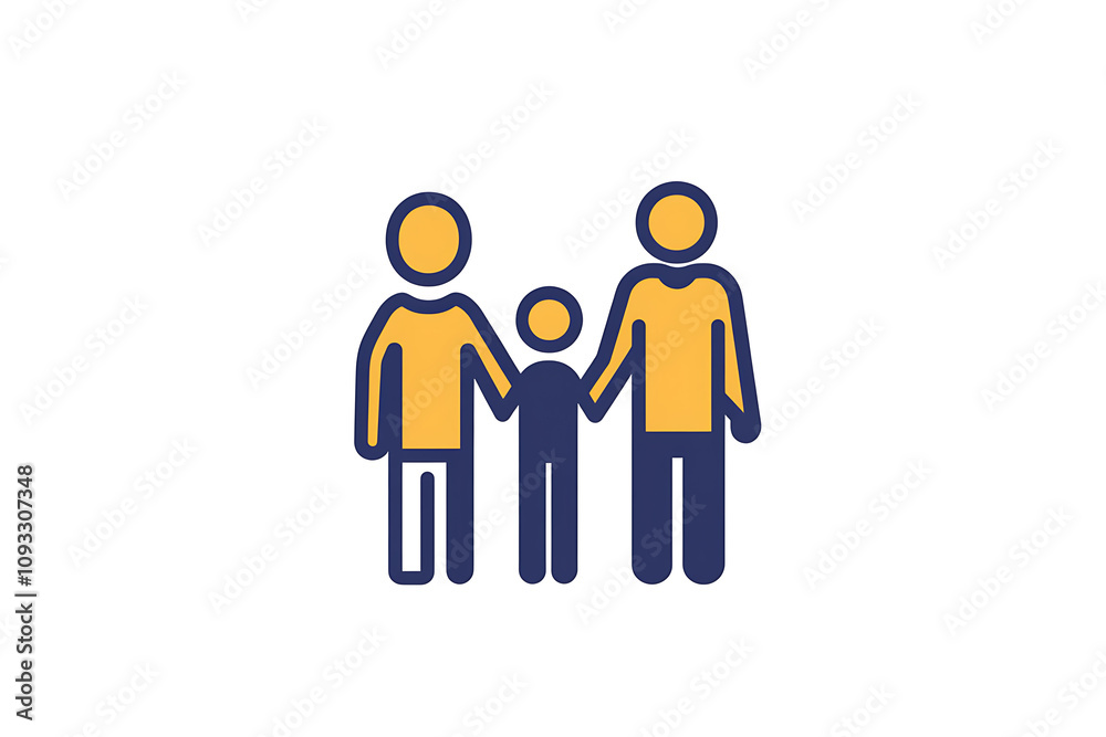 Icon of a family holding hands, symbolizing unity, care, and emotional connection. Icon of a family holding hands, symbolizing unity, care, and emotional connection.