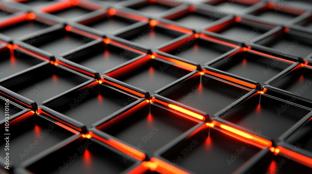 Abstract Grid Pattern With Glowing Orange Lines Abstract Grid Pattern With Glowing Orange Lines
