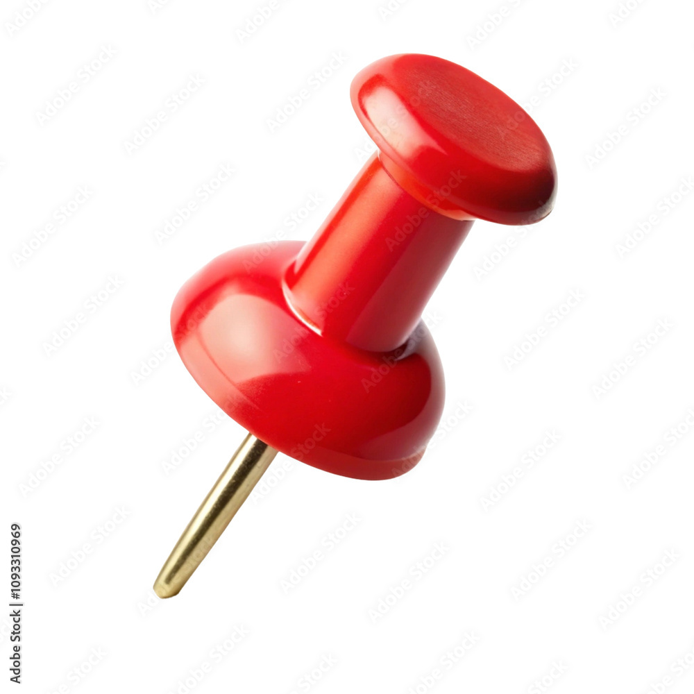 Classic Red Push Pin - Essential for Office and Home Use Isolated on Transparent or White Background, Classic Red Push Pin - Essential for Office and Home Use Isolated on Transparent or White Background,