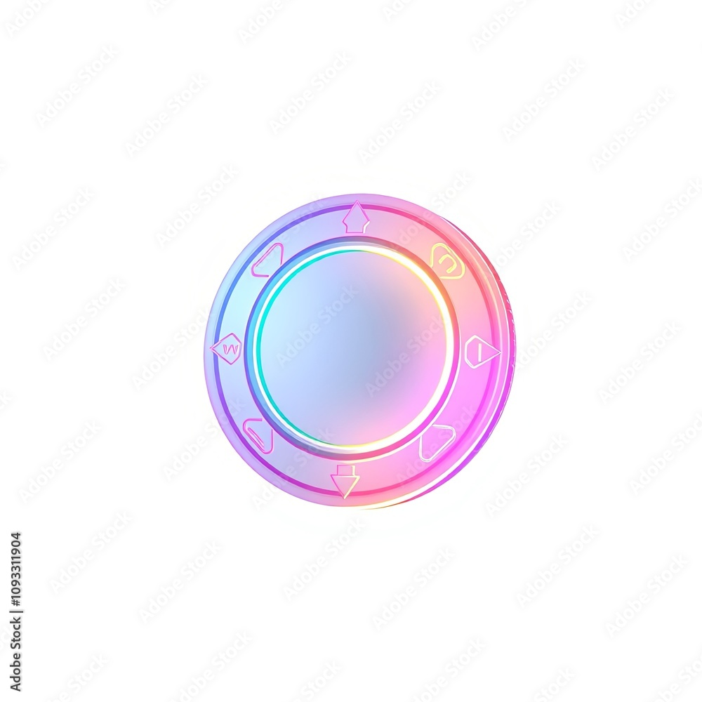Whimsical Self-reflection Icon Holographic Overlay 3D Illustration with Enchanted Glowing Rune Design for Captivating Visuals and Playful Expression in High Resolution