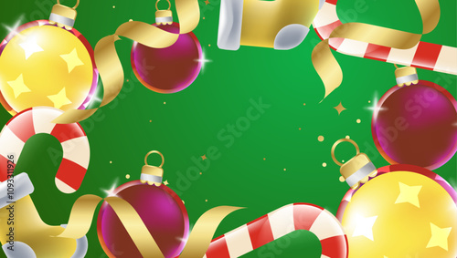 Colorful Background for Season Celebration Christmas With 3d Element. Design Illustration for Cover, Print, Poster, Wallpaper, Background, Banner, Pamphlet, Presentation