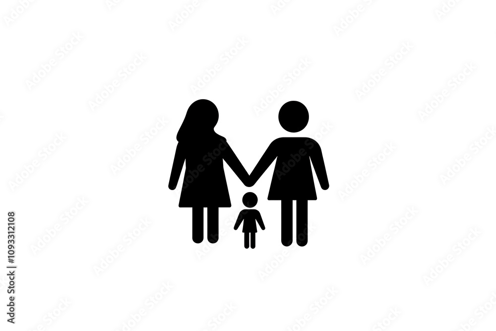 Icon of a family holding hands, symbolizing unity, care, and emotional connection. Icon of a family holding hands, symbolizing unity, care, and emotional connection.